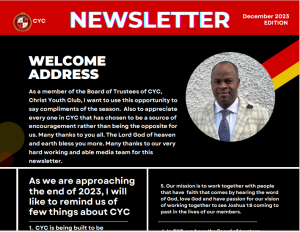 Christ Youth Club Launches her 1st Newsletter to Nourish Faith.